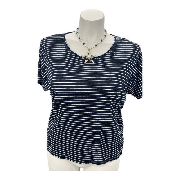 Chicos large striped short sleeve linen top - Picture 2 of 4